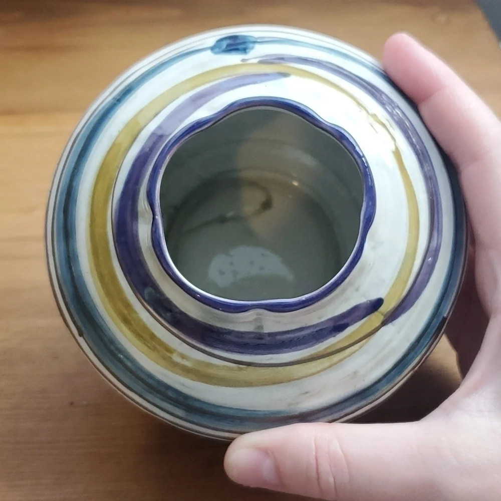 RARE Anthropologie Decorative Vase Purple Blue Green - Picture 4 of 4